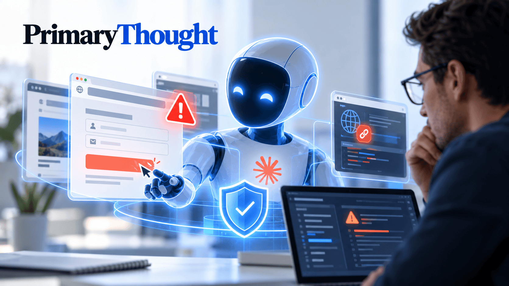 Anthropic Claude AI agent illustration showing unintended website actions, form submissions and AI safety risks.