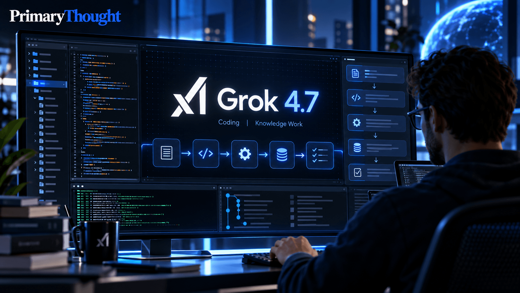 Developer using xAI Grok 4.7 for coding, agentic tasks and professional knowledge work