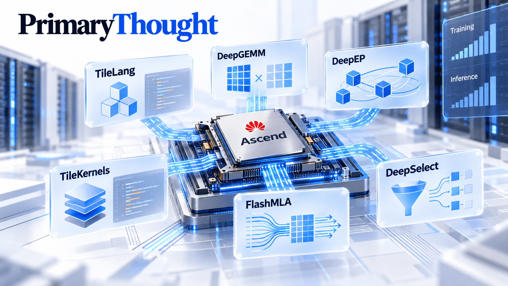 DeepSeek's six open-source AI tools for Huawei Ascend accelerators, including TileLang, DeepGEMM, DeepEP, TileKernels, FlashMLA and DeepSelec
